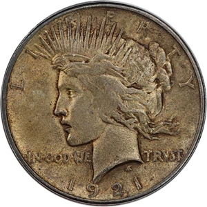 image for: 1921 Peace $1 PCGS AU55 (High Relief, Peace)