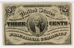 image for: FR. 1226 Head of George Washington 3c Fractional Currency PMG AU50