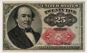 image for: FR. 1309 Bust of Robert Walker 25c Fractional Currency PMG AU55