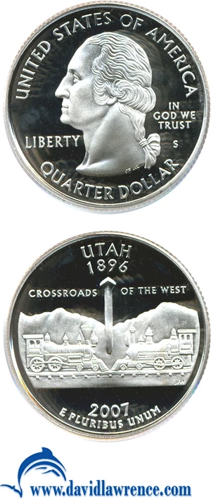 image for: 2007-S 25c Utah PCGS Proof 70 DCameo
