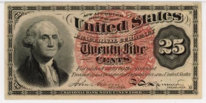 image for: FR. 1301 Bust of George Washington 25c Fractional Currency PMG AU53