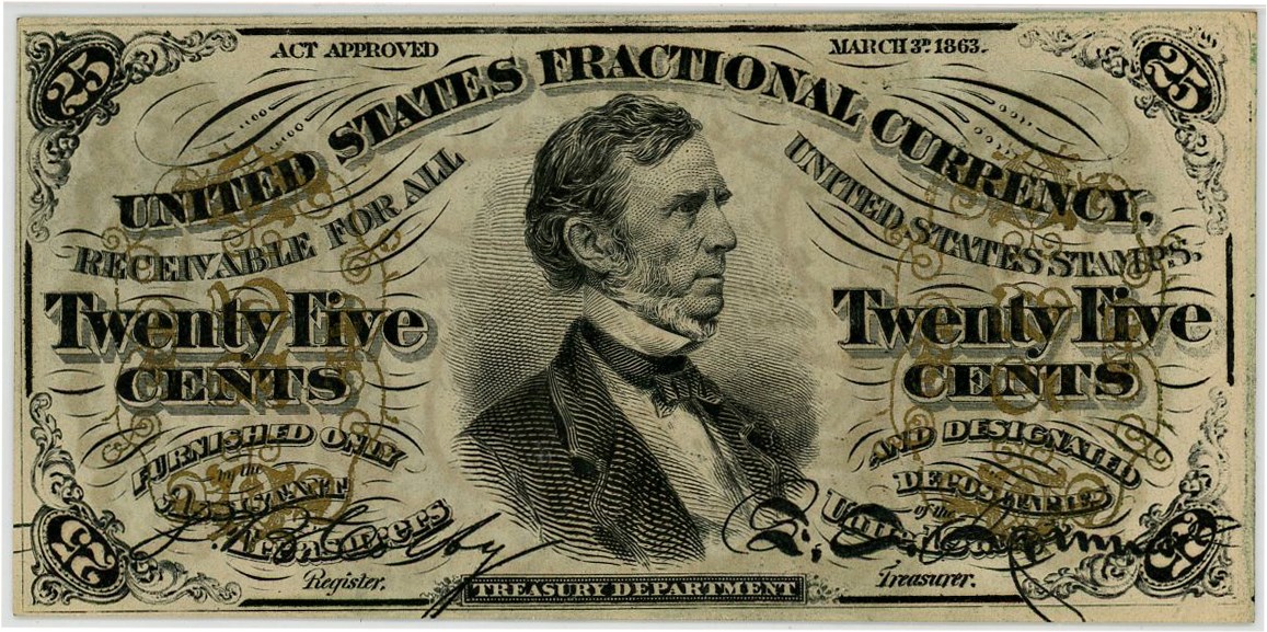 image for: FR. 1294  Bust of Wm Fessenden 25c Fractional Currency PMG Gem Unc 65 EPQ (Embossing)