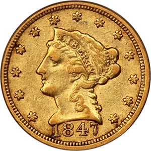 image for: 1847-C $2 1/2 PCGS/CAC XF40