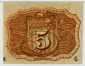 image for: FR. 1233 Head of George Washington In Bronze Oval Frame 5c Fractional Currency PMG Unc 62 (EPQ)