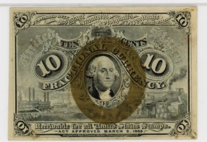 image for: FR. 1246 Head of George Washington in bronze oval frame. 10c PMG Unc 62