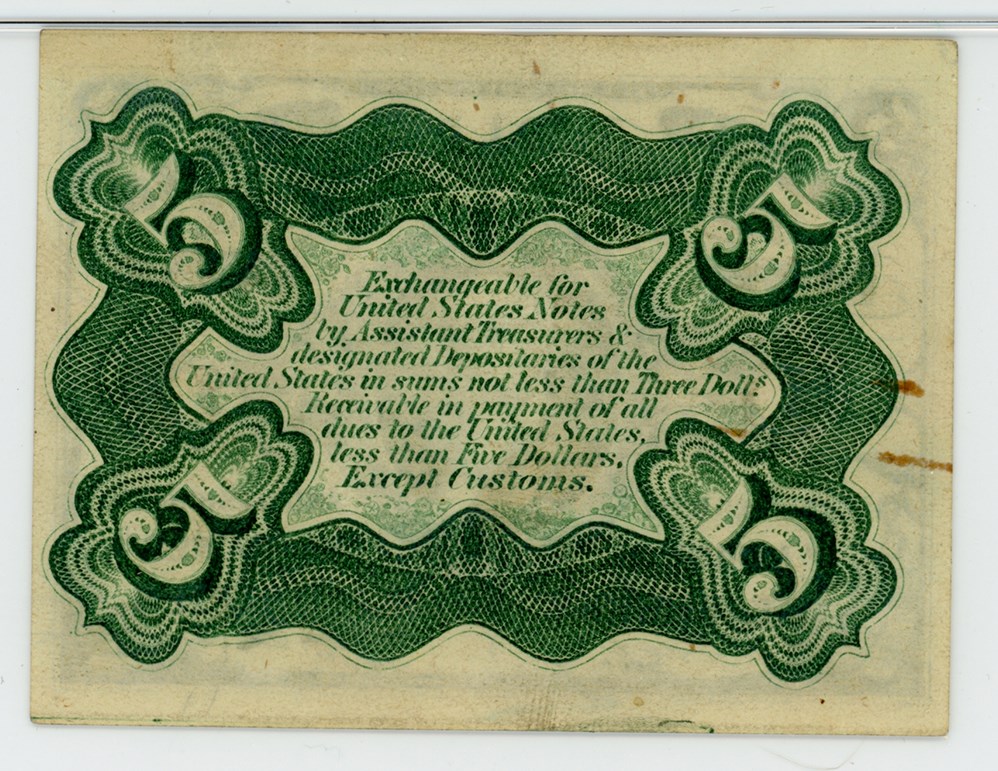 image for: FR. 1238 Head of Spencer Clark 5c Fractional Currency PMG Extremely Fine 45 (Rust)