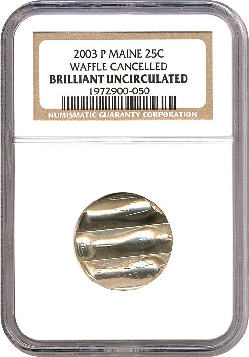 image for: 2003-P 25c Maine NGC - Waffle Cancelled 