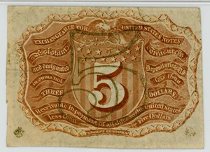 image for: FR. 1233 Head of George Washington In Bronze Oval Frame 5c Fractional Currency PMG About Unc 50 (Exceptional Paper Quality)