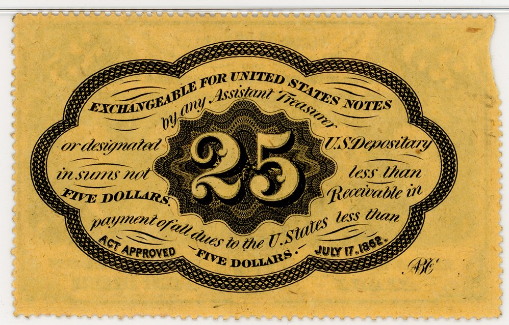 image for: FR. 1279 Fractional Currency Five Stamps Obverse 25c PMG Unc 62 