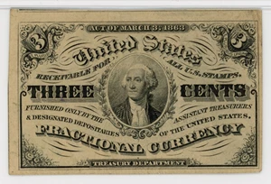 image for: FR. 1226 Head of George Washington 3c Fractional Currency PMG AU55