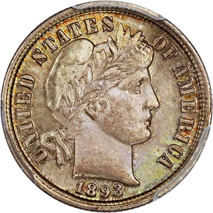 image for: 1893 10c PCGS/CAC MS66