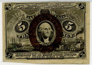 image for: FR. 1232 Fractional Currency Head of George Washington In Bronze Oval Frame 5c PMG VF35