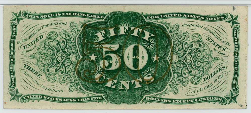 image for: FR. 1341  Head of General Spinner 50c Fractional Currency PMG AU55 