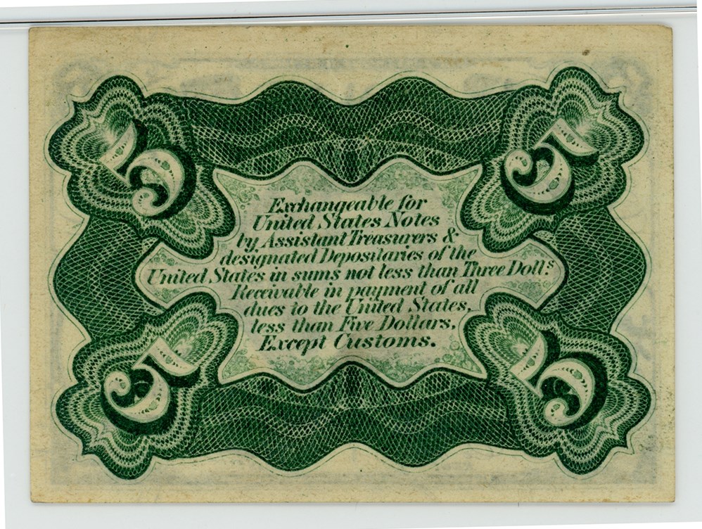 image for: FR. 1238  Head of Spencer Clark 5c Fractional Currency PMG Choice Unc 64 (EPQ)