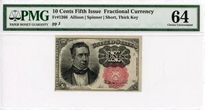image for: FR. 1266 Head of William Meredith. 10c Fractional Currency PMG Choice Unc 64