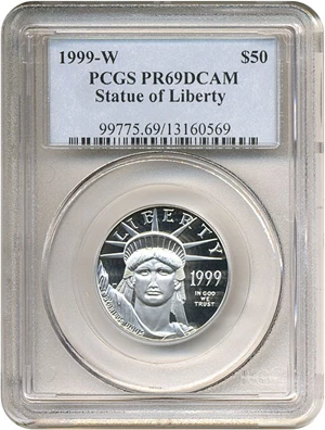 image for: 1999-W $50 Platinum Eagle PCGS Proof 69 DCameo