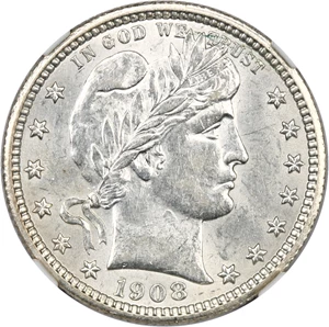 image for: 1908-O 25c NGC AU58