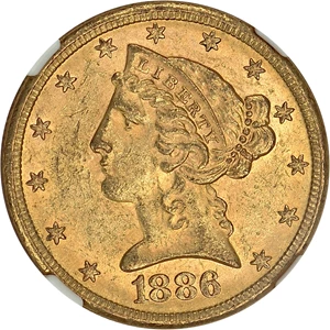image for: 1886/86-S $5 NGC MS63 (VP-002)