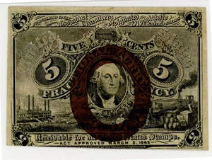 image for: FR. 1232 Fractional Currency Head of George Washington In Bronze Oval Frame 5c PMG VF35 (Exceptional Paper Quality)