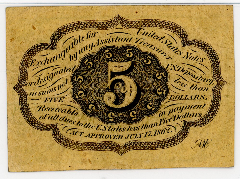 image for: FR. 1230 Fractional Currency Jefferson Postage Stamp Obverse 5c PMG AU53 (Exceptional Paper Quality)