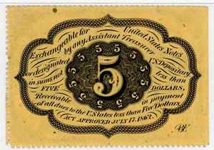 image for: FR. 1228 Fractional Currency Jefferson Postage Stamp Obverse 5c PMG Choice Unc 63 EPQ (Previously Mounted)