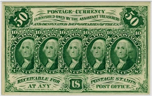 image for: FR. 1312 Fractional Currency Five Stamps Obverse 50c PMG Gem Unc 65 EPQ EPQ