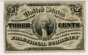image for: FR. 1226 Head of George Washington 3c Fractional Currency PMG Very Fine 35