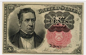 image for: FR. 1265 Head of William Meredith 10c Fractional Currency PMG Choice Unc 63 (Pinholes)