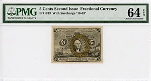 image for: FR. 1233 5c Second Issue Fractional Currency PMG Choice Unc 64 (EPQ)