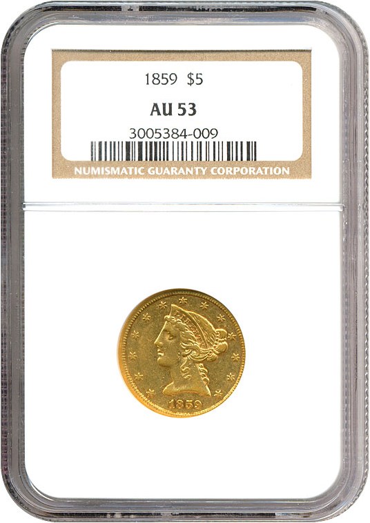 image for: 1859 $5  NGC AU53