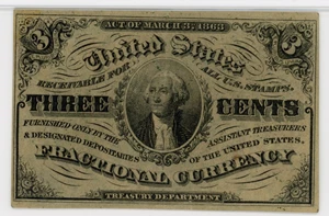 image for: FR. 1226 Head of George Washington 3c Fractional Currency PMG AU53
