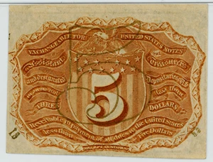 image for: FR. 1233 Head of George Washington In Bronze Oval Frame 5c Fractional Currency PMG Unc 62 (EPQ)