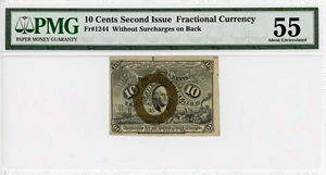image for: FR. 1244 Head of George Washington in bronze oval frame. 10c Fractional Currency PMG AU55 (Previously Mounted)