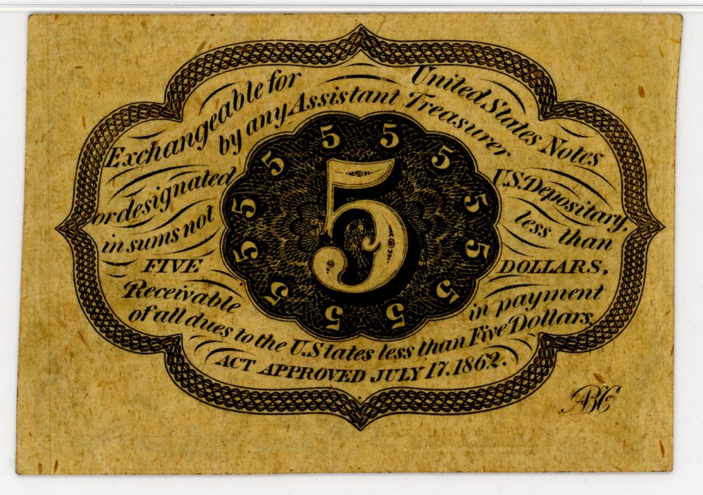 image for: FR. 1230 Fractional Currency Jefferson Postage Stamp Obverse 5c  PMG AU50 (Exceptional Paper Quality)