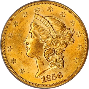 image for: SS Central America: 1856-S Shipwreck $20 PCGS/CAC AU58 (No Serif, Spiked F)