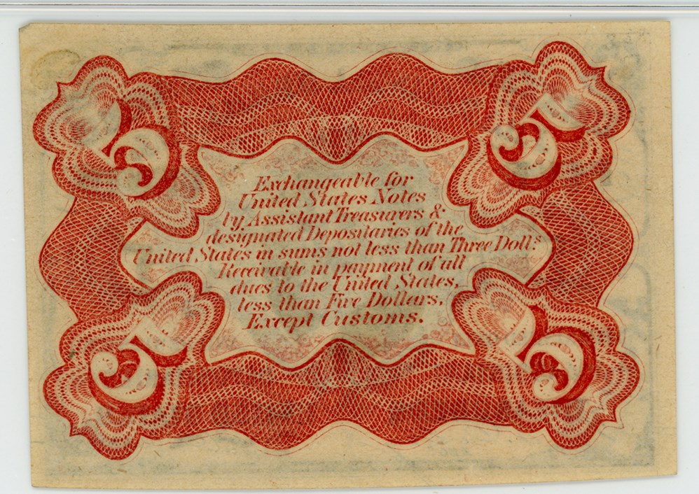 image for: FR. 1236  Head of Spencer Clark 5c Fractional Currency PMG Choice Unc 63 (Previously Minted)