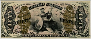 image for: FR. 1350 Seated figure of Justice 50c Fractional Currency PMG Choice Unc 63 EPQ