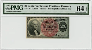 image for: FR. 1303 Bust of George Washington 25c Fractional Currency PMG Choice Unc 64 EPQ