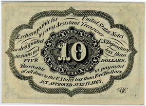 image for: FR. 1242 Fractional Currency Washington Postage Stamp Obverse 10c PMG Gem Unc 65 EPQ