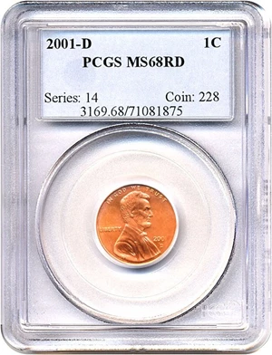 image for: 2001-D 1c PCGS MS68 RD