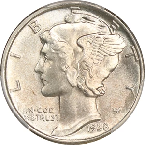 image for: 1938 10c PCGS MS65