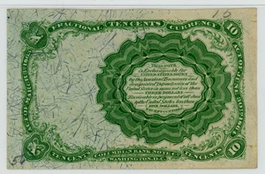 image for: FR. 1264 Head of William Meredith 10c Fractional Currency PMG Choice Unc 63 (Annotations)
