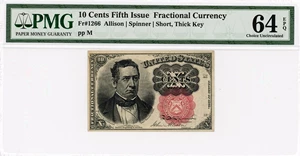 image for: FR. 1266 Head of William Meredith 10c Fractional Currency PMG Choice Unc 64 EPQ