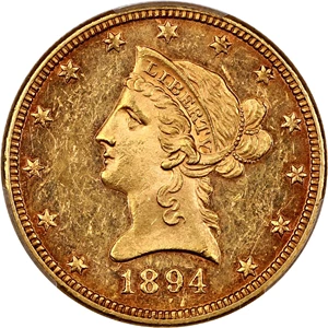 image for: 1894 $10 PCGS MS61 PL