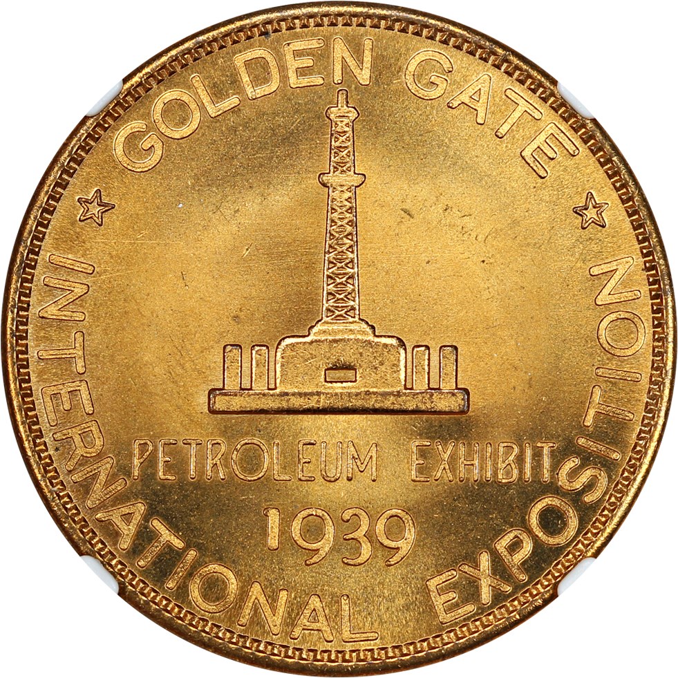 1939 SC$1 Golden Gate, Petroleum, Ty. 2, Bronze Gilt, HK-484 MS