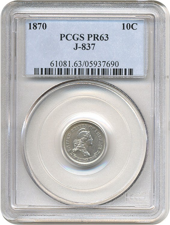 image for: 1870 10c J-837 PCGS Proof 63 