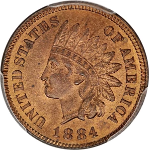 image for: 1884 1c PCGS MS65 RB (Eagle Eye Photo Seal)