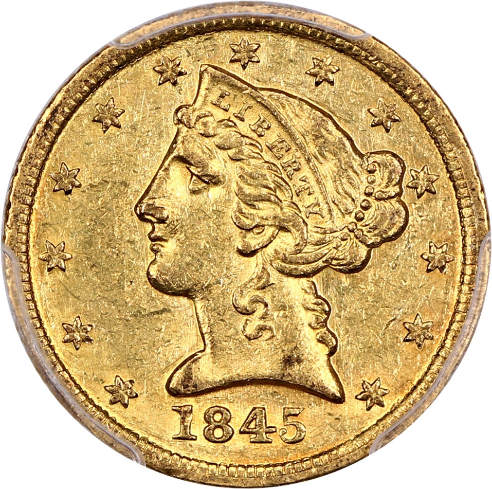 image for: 1845-D $5 PCGS AU58