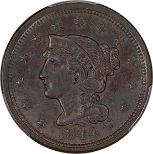 image for: 1844 1c PCGS AU58