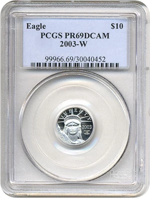 image for: 2003-W $10 Platinum Eagle PCGS Proof 69 DCameo